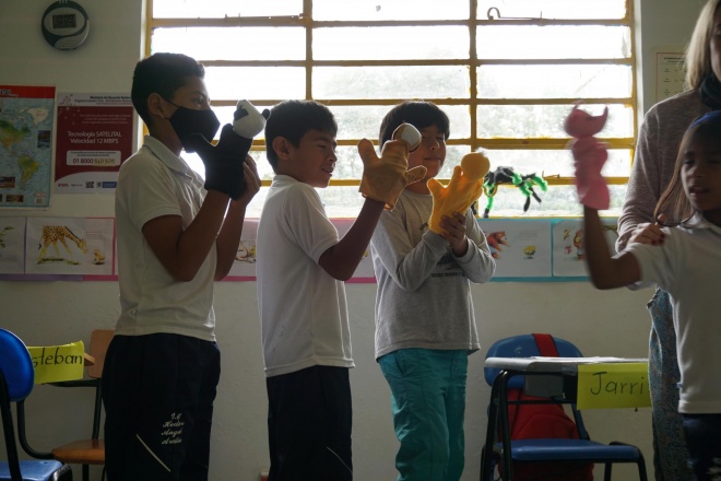 Puppets created by the children as part of their activity